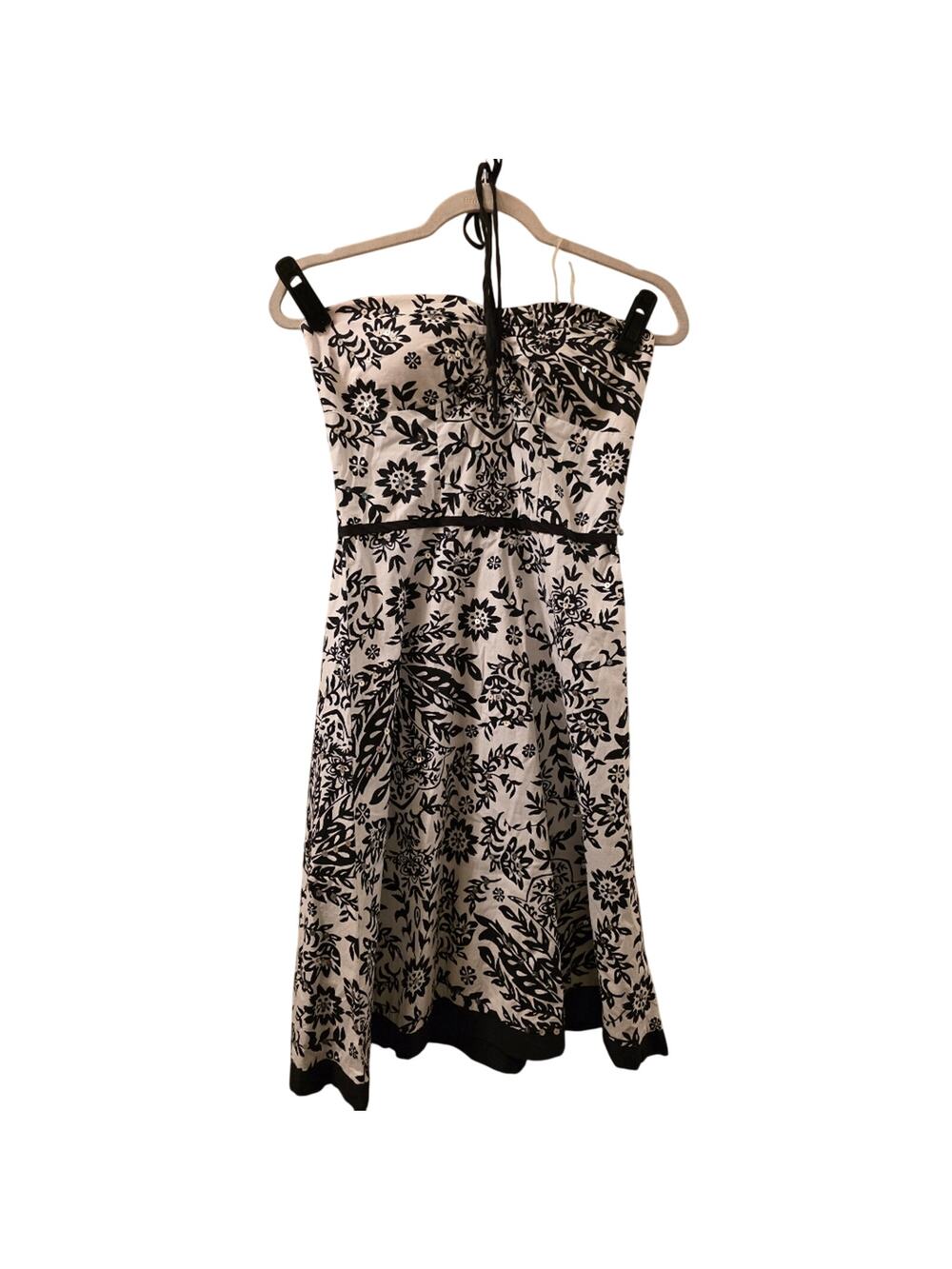Vtg Y2K Speechless Black & White Floral Halter Dress Cotton Sundress Size 7